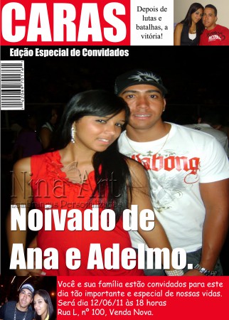 Convite Noivado capa de Revista - 15x21cm - impressão a laser